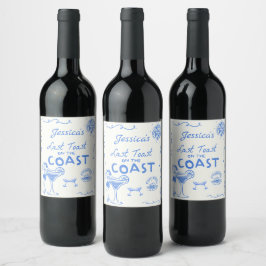 Blue Last Toast Coast Junggeselinnen-Abschied Weinetikett