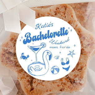 Blue Last Toast Strand Junggesellinnenabschied Woc Runder Aufkleber