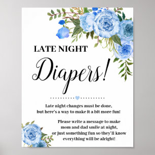 Blue Late Night Diapers Baby Showspiel-Zeichen Poster
