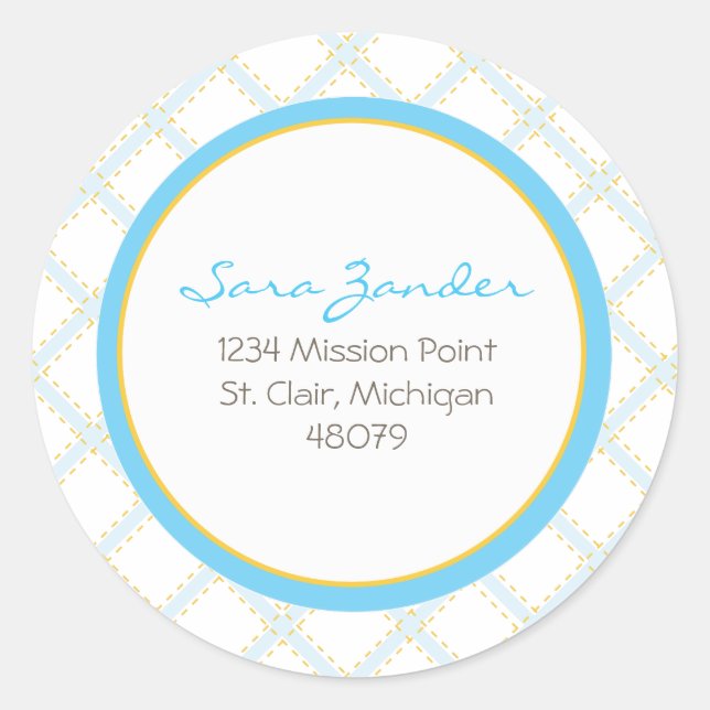 Blue Lattice Address Label/Favor Sticker (Vorderseite)