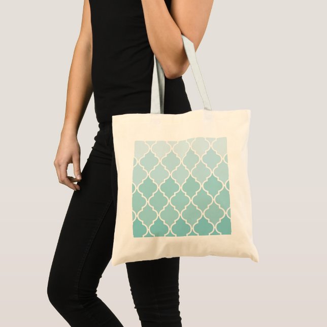 Blue Latticework, Ombre, Quatrefoil, Trellis Tragetasche (Vorderseite (Produkt))