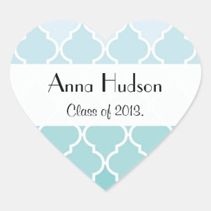 Blue Latticework, Ombre, Quatrefolie, Abschluss Herz-Aufkleber