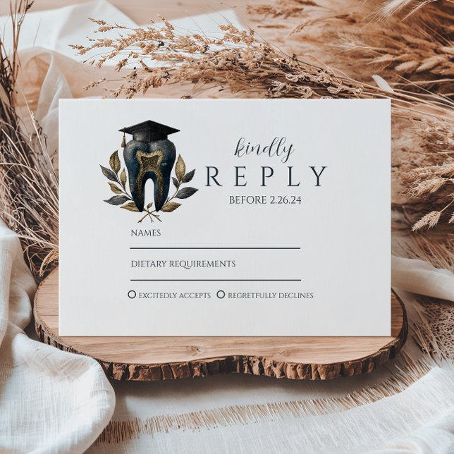 Blue Laurel Dental Graduation RSVP Karte (Von Creator hochgeladen)