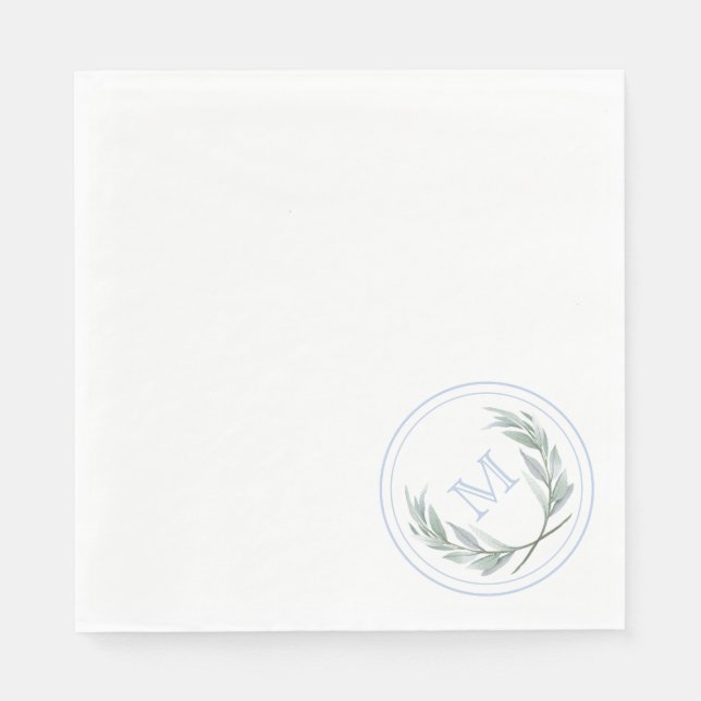 Blue Laurel Wappen Paper Napkins Serviette (Vorderseite)