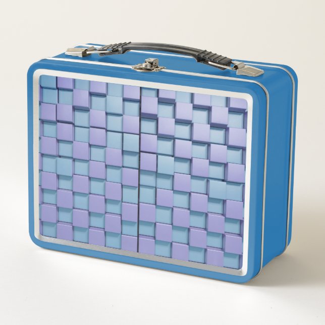 Blue Lavendel Squares Lunch Box (Vorderseite)