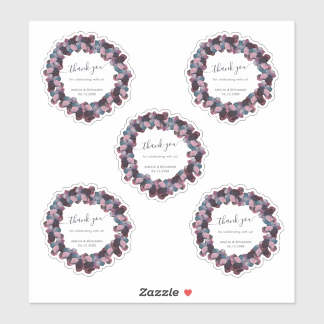 Blue Lavender Lila Hydrangeas Wedding Vielen Dank Aufkleber (Blatt)