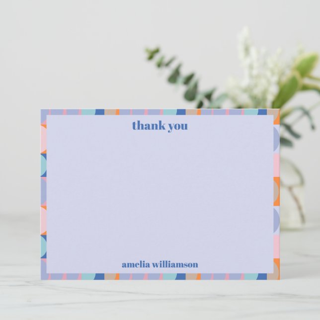 Blue Lavender Modernes Personalisiertes Brautparty Dankeskarte (Stehend Vorderseite)