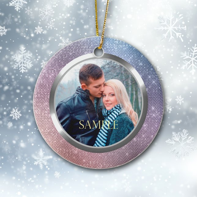 Blue Lavender Starry Lights Erster Weihnachtsfest Keramik Ornament (Von Creator hochgeladen)