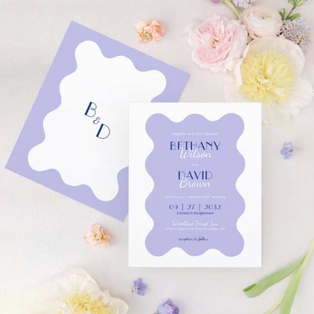 Blue Lavender Wave Scallop Monogram Wedding (Von Creator hochgeladen)