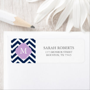 Blue & Lavender Zigzags Muster Monogram