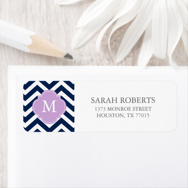 Blue & Lavender Zigzags Muster Monogram (Insitu)