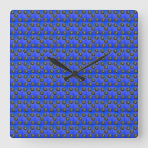 Blue Lawn Bowls Pattern, Quadratische Wanduhr