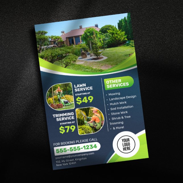 Blue Lawn Care Landscaping Trimming Mowing Service Flyer (Von Creator hochgeladen)