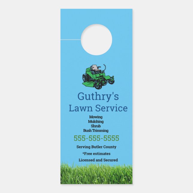 Blue Lawn Service Door Hanger Türanhänger (Vorderseite)