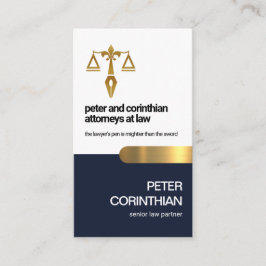 Blue Layer Gold Tab Scales of Justice Lawyer Visitenkarte