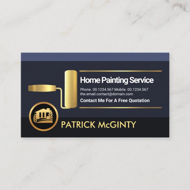 Blue Layers Gold Roller Paint Brush Zuhause Painte Visitenkarte (Vorderseite)