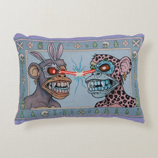 Blue Lazer-Eyed Apes Turkish-ish Rug  Dekokissen (Vorderseite)