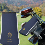 Blue Leather Look Monogram Individuelle Name Putte Golf Headcover<br><div class="desc">Personalisierte Putter Kopfbedeckung für Golfspieler. Ihre Initialen sind in moderner überdimensionaler Typografie geschrieben und Sie können auch Ihren Namen oder den Namen Ihres Golfclubs hinzufügen. Das Design ist mit einem Ledertexturierten Hintergrund in blau bedruckt.</div>