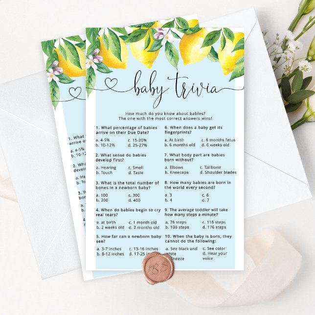 Blue Lemon Baby trion Baby Dusche Spiel (Von Creator hochgeladen)