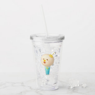 Blue Lemon Float: Lächelnder Bichon Zuckerwatte Acryltrinkbecher