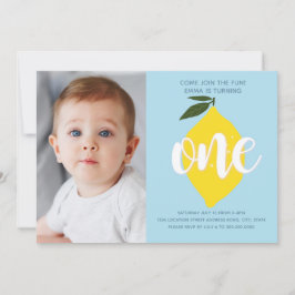 Blue Lemon Foto Erster Geburtstag Einladung