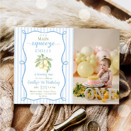 Blue Lemonade Birthday Photo Invitation Einladung