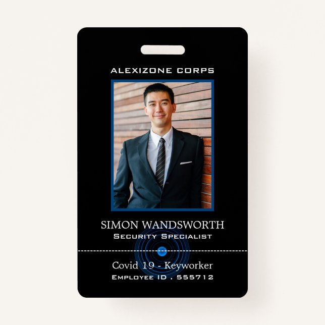Blue Lens, Photo Security Industry ID Badge (Devant)