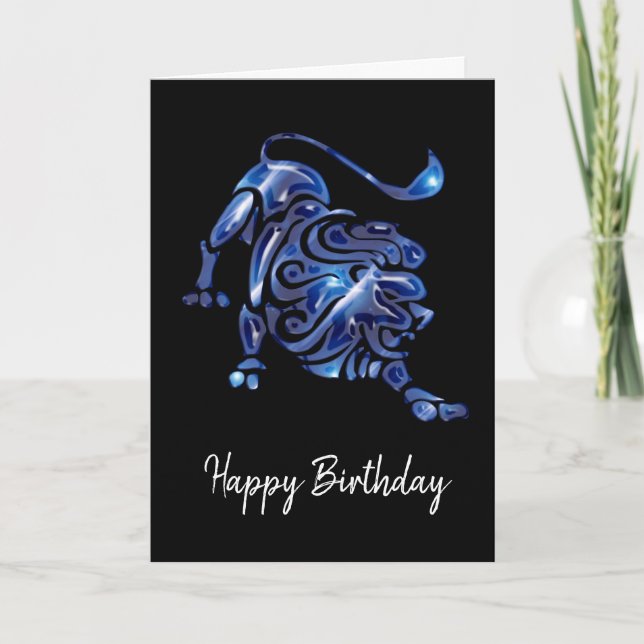 Blue Leo Sign Birthday Card Karte (Vorderseite)