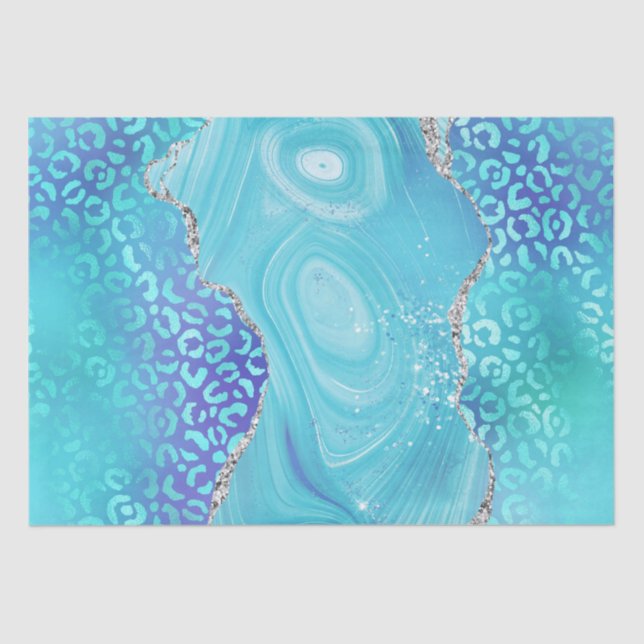 Blue Leopard Agate | Glam Abstract Stone Seidenpapier (Vorderseite)