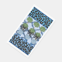 Blue Leopard Chinoiserie Ginger Jar Paper Guest Serviette
