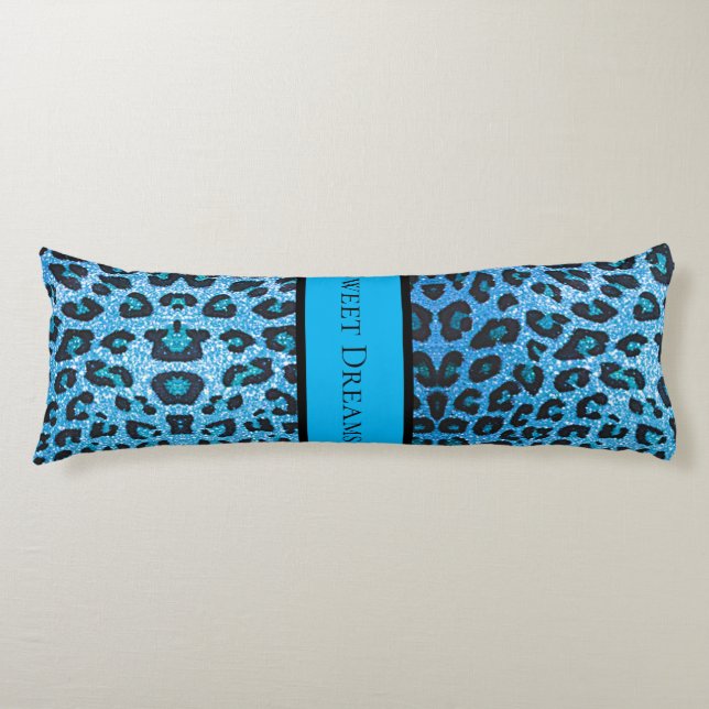 Blue Leopard Imitate Sparkle Sweet Dreams Modern C Seitenschläferkissen (Vorderseite)