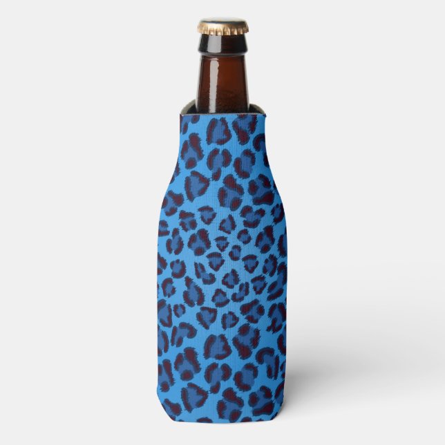 Blue Leopard Pattern Flaschenkühler (Flaschenvorderseite)