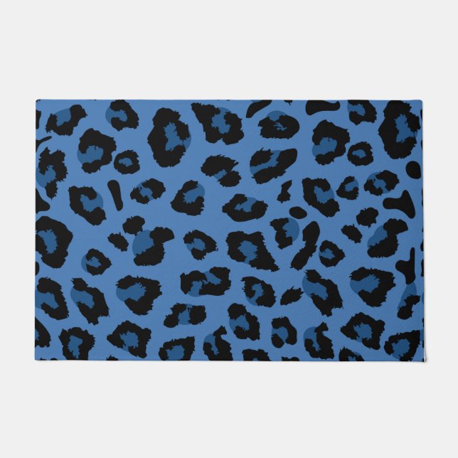 Blue Leopard Print Fußmatte (Vorderseite)