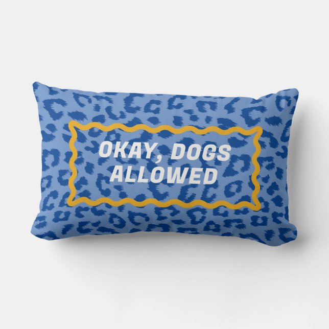 Blue Leopard Print No Hunde erlaubt Lendenkissen (Rückseite)