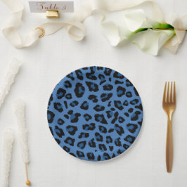 Blue Leopard Print Pappteller