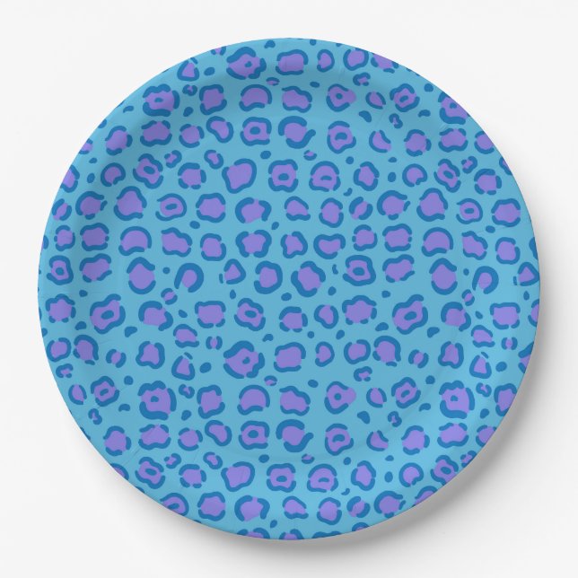 Blue Leopard Print Pappteller (Vorderseite)