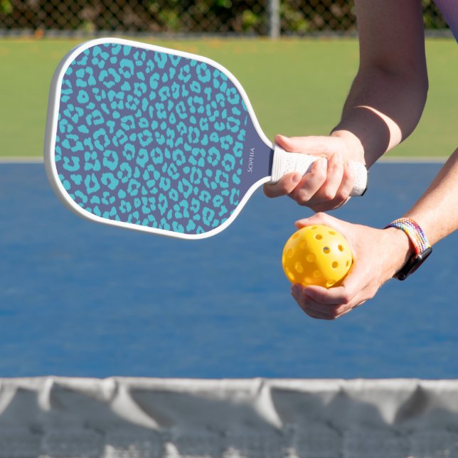 Blue Leopard Print Pickleball Schläger (InSitu)