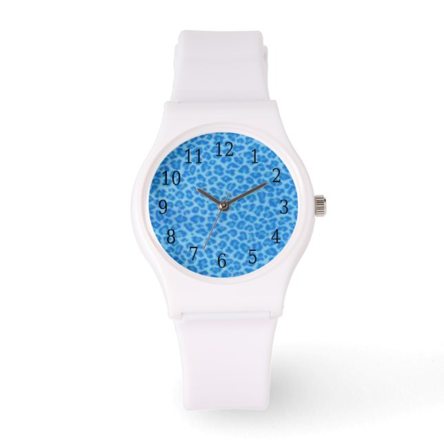 Blue Leopard Print Watch Armbanduhr (Vorderseite)