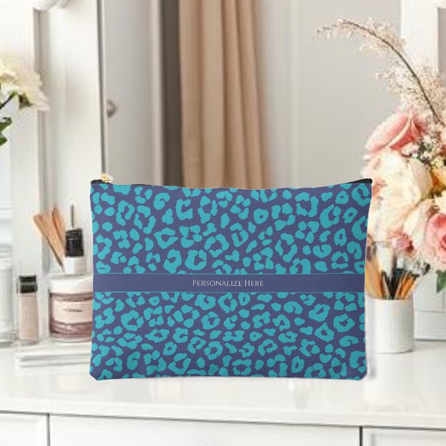 Blue Leopard Print Zubehörtasche (Blue Leopard Print Accessory Pouch )
