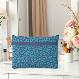 Blue Leopard Print Zubehörtasche