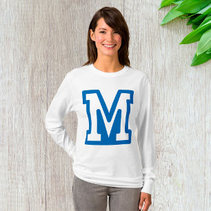 Blue Letter M Womens Long Sleeve T-Shirt