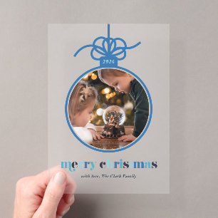 Blue Lettering Ornament Weihnachts-Foto Acryleinladungen