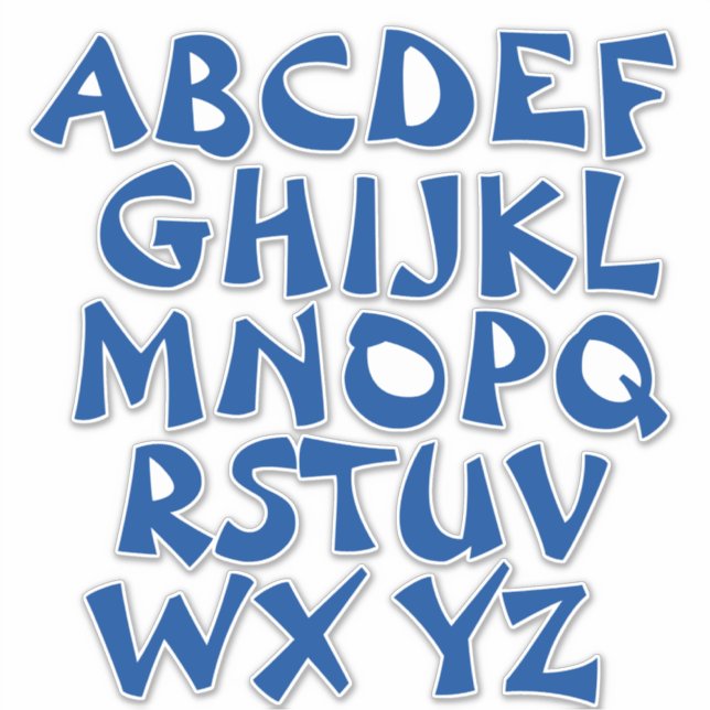 Blue Letters White Alphabet Wall Aufkleber (Vorderseite)