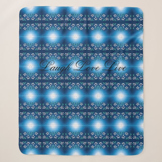 Blue Lgh Liebe Live Flower Blanket Sherpadecke (Vorderseite)