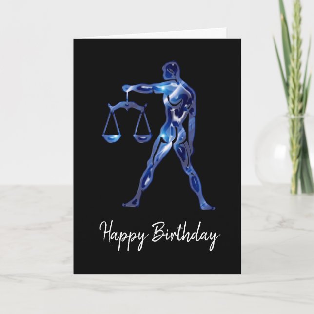 Blue Libra Sign Geburtstagskarte Karte (Vorderseite)