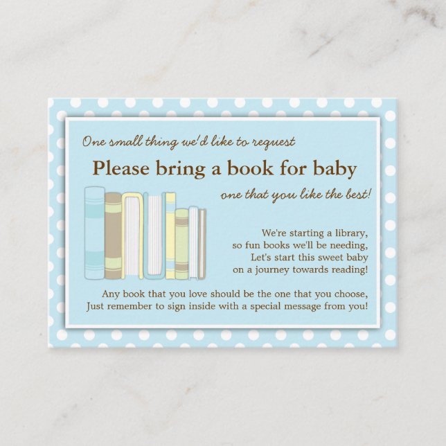 Blue Library Baby Showbucheinführungskarte Begleitkarte (Vorderseite)