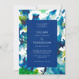 Blue Liebe Abstrakt Watercolor Hochzeit Einladung