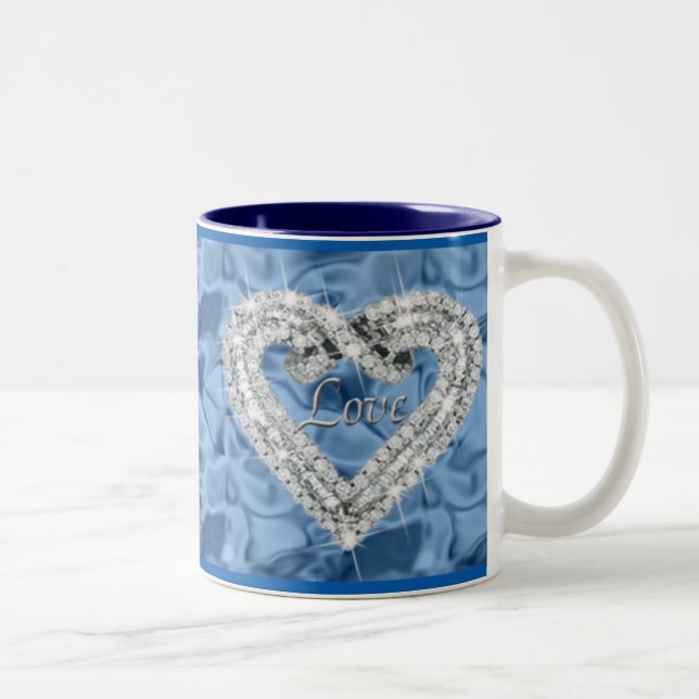 Blue Liebe Diamond Herz Tasse (Rechts)