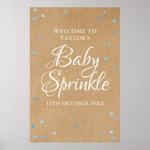 Blue Liebe Hearts Boho Baby Boy Sprinkle Willkomme Poster