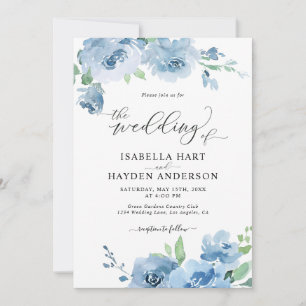 Blue Light Baby Blue All in One QR Code Wedding Einladung